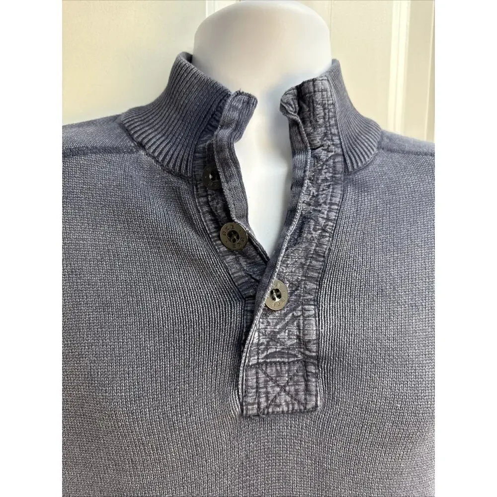 BKE‎ Men's Large Blue Ryder 1/4 ButtonHenley Sweater Knit Cotton Pullover Casual